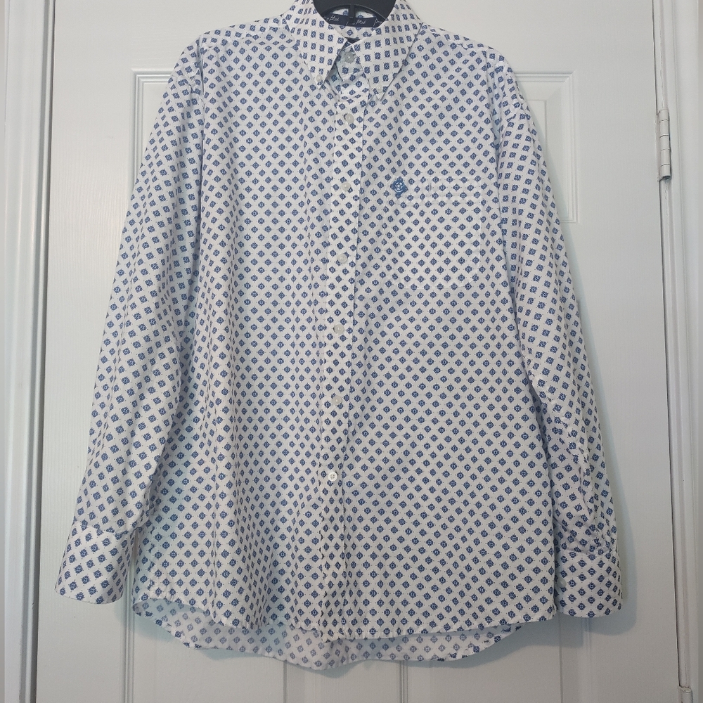 George Strait Wrangler Men's Blue Patterned Shirt